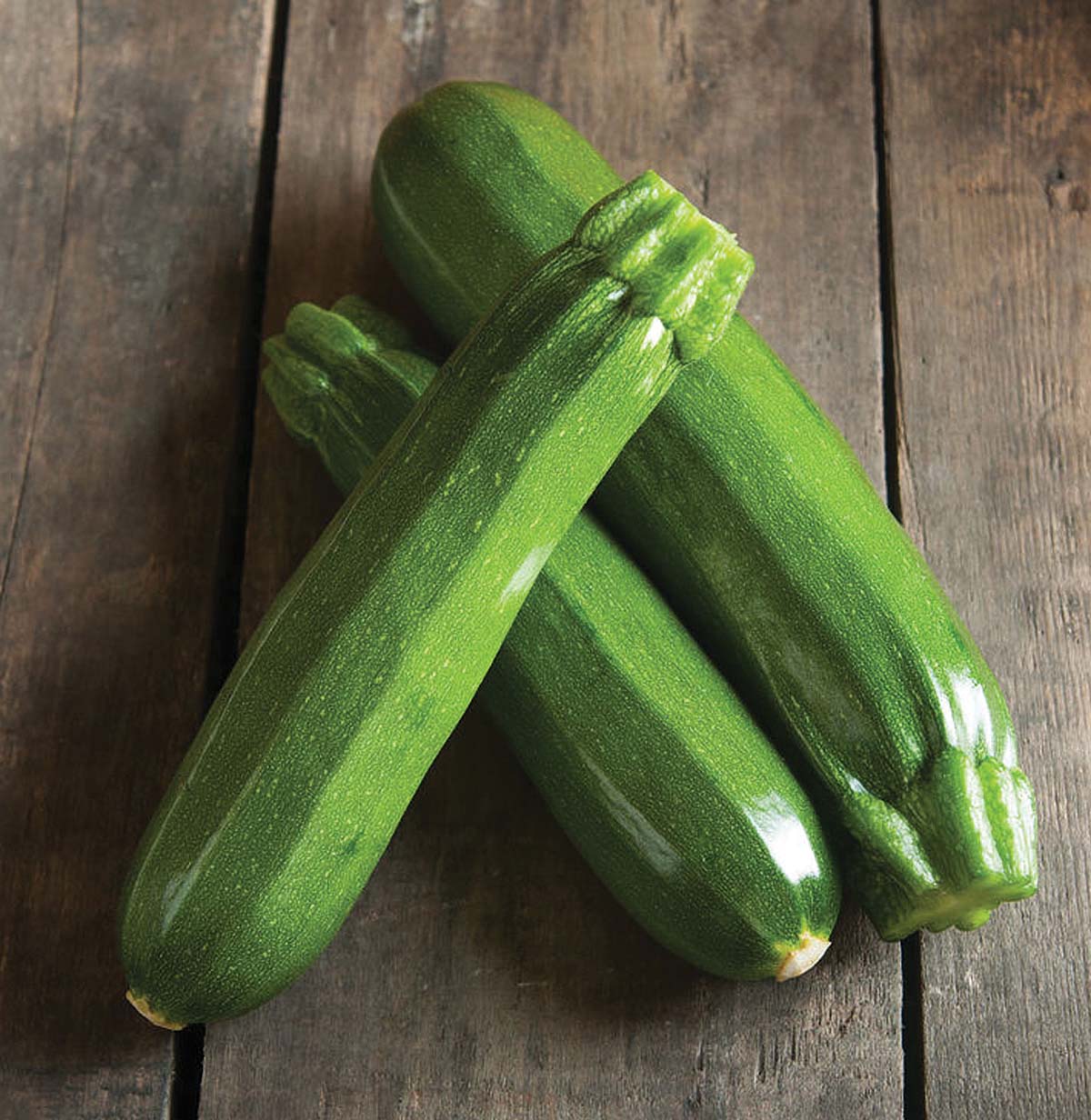 Dark Green Zucchini growing on the vine