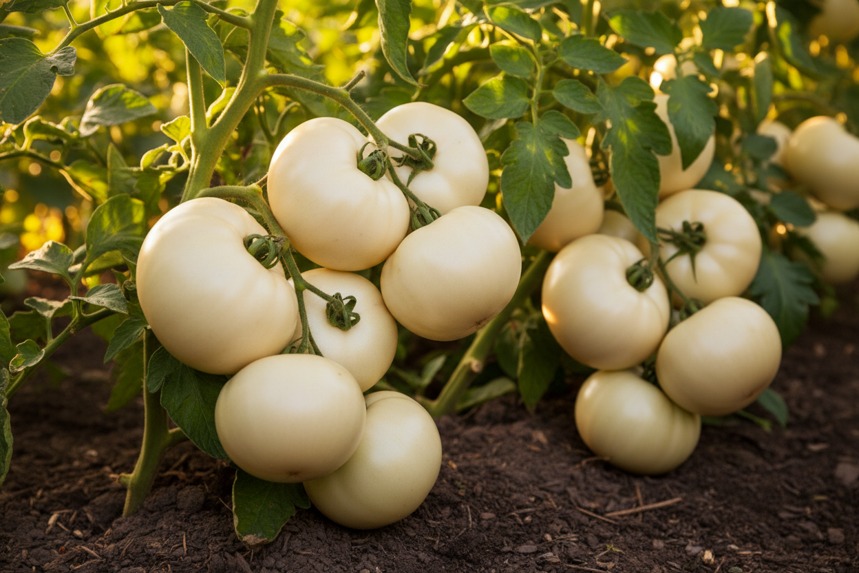 White Wonder Beefsteak Tomato on the plant